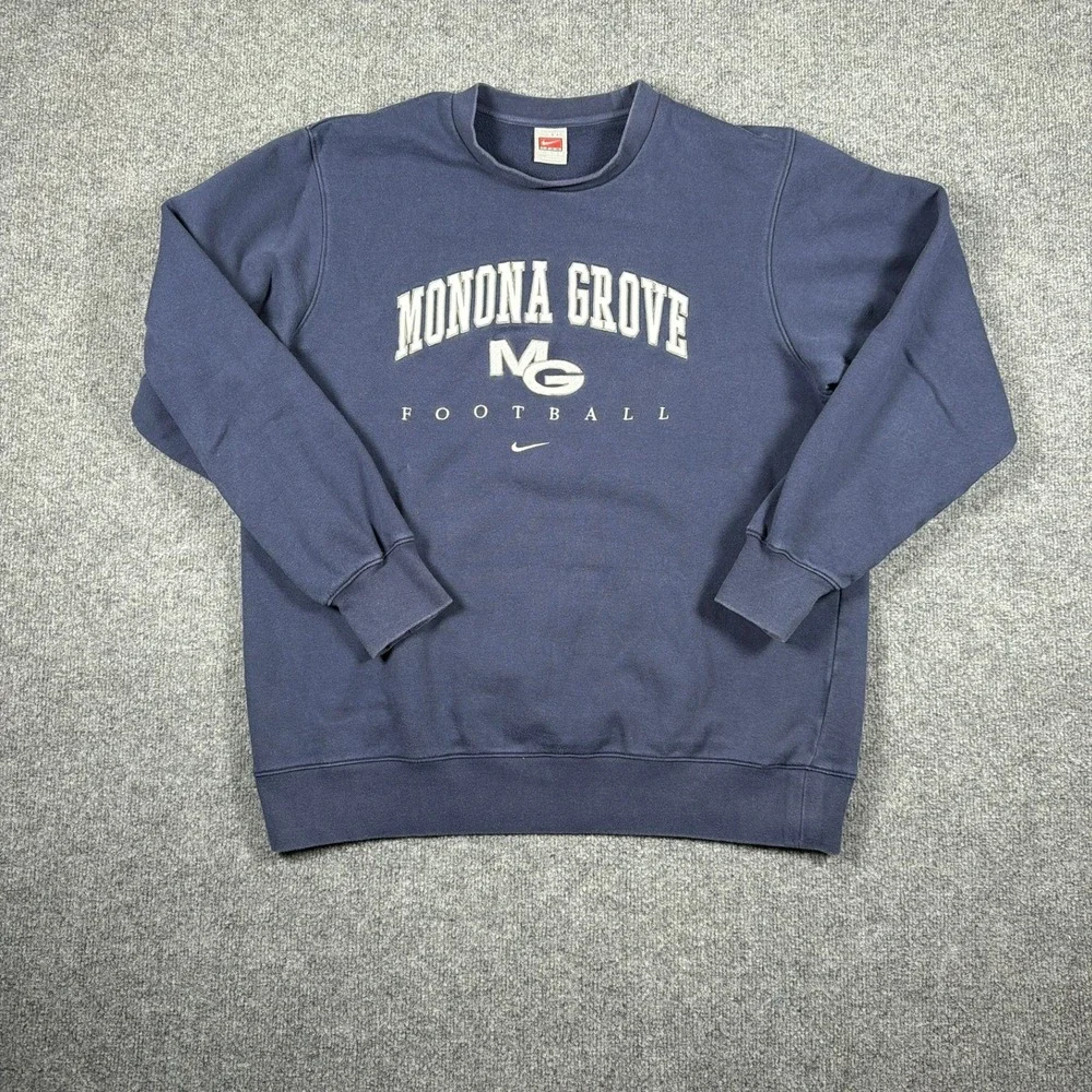 Nike‎ Team Sweatshirt Mens XXL Navy Blue Monona Grove Football Crewneck
